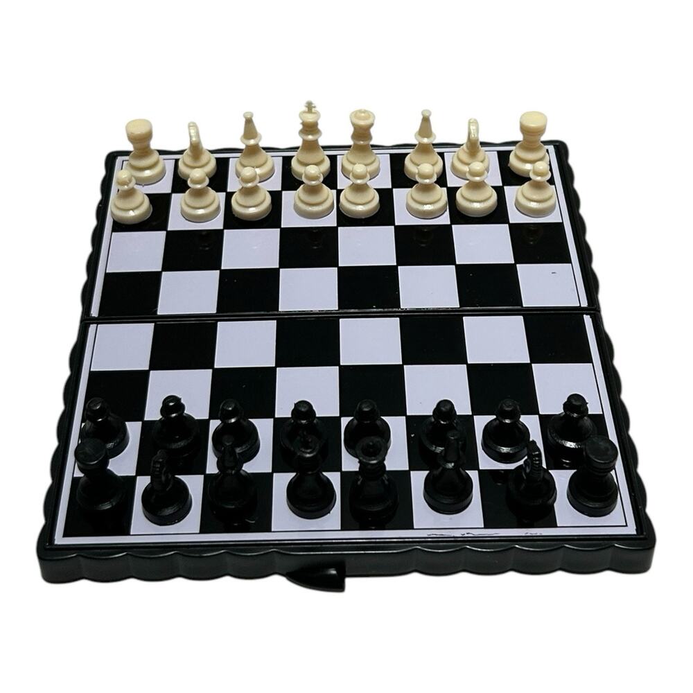 Vintage Mini Magnetic Chess Travel Set NOS New Old Stock
